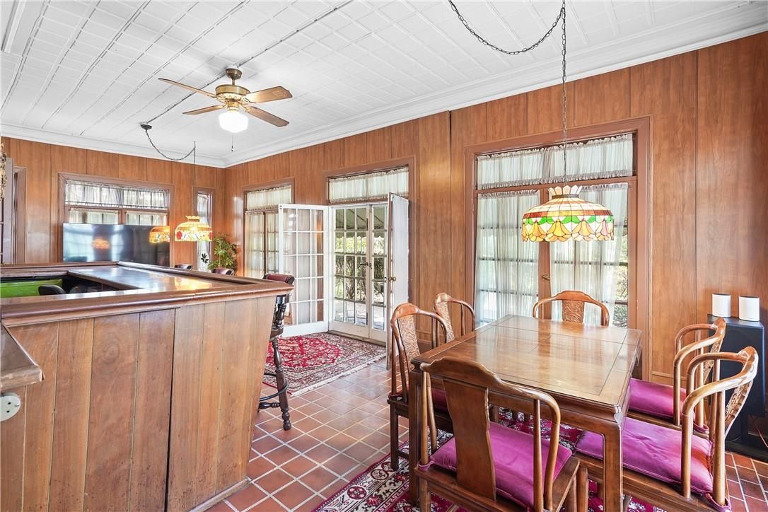 Dining room, Interior, Pendant Lights, Wooden Walls