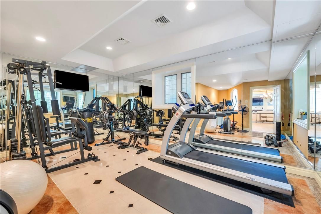 Fitness Equipment, Gym, Interior, Recessed Lighting