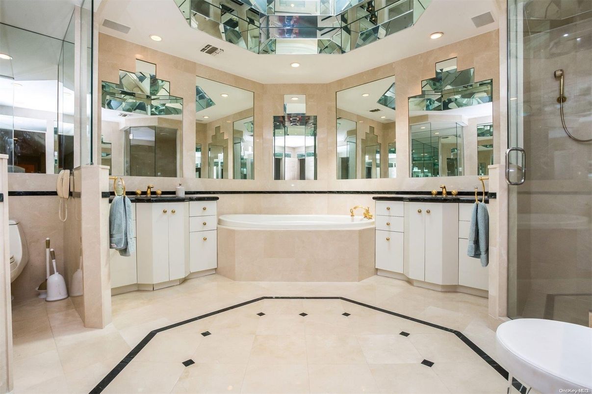 Bathroom, Dual Sink Vanities, Glass Shower, Interior, Recessed Lighting