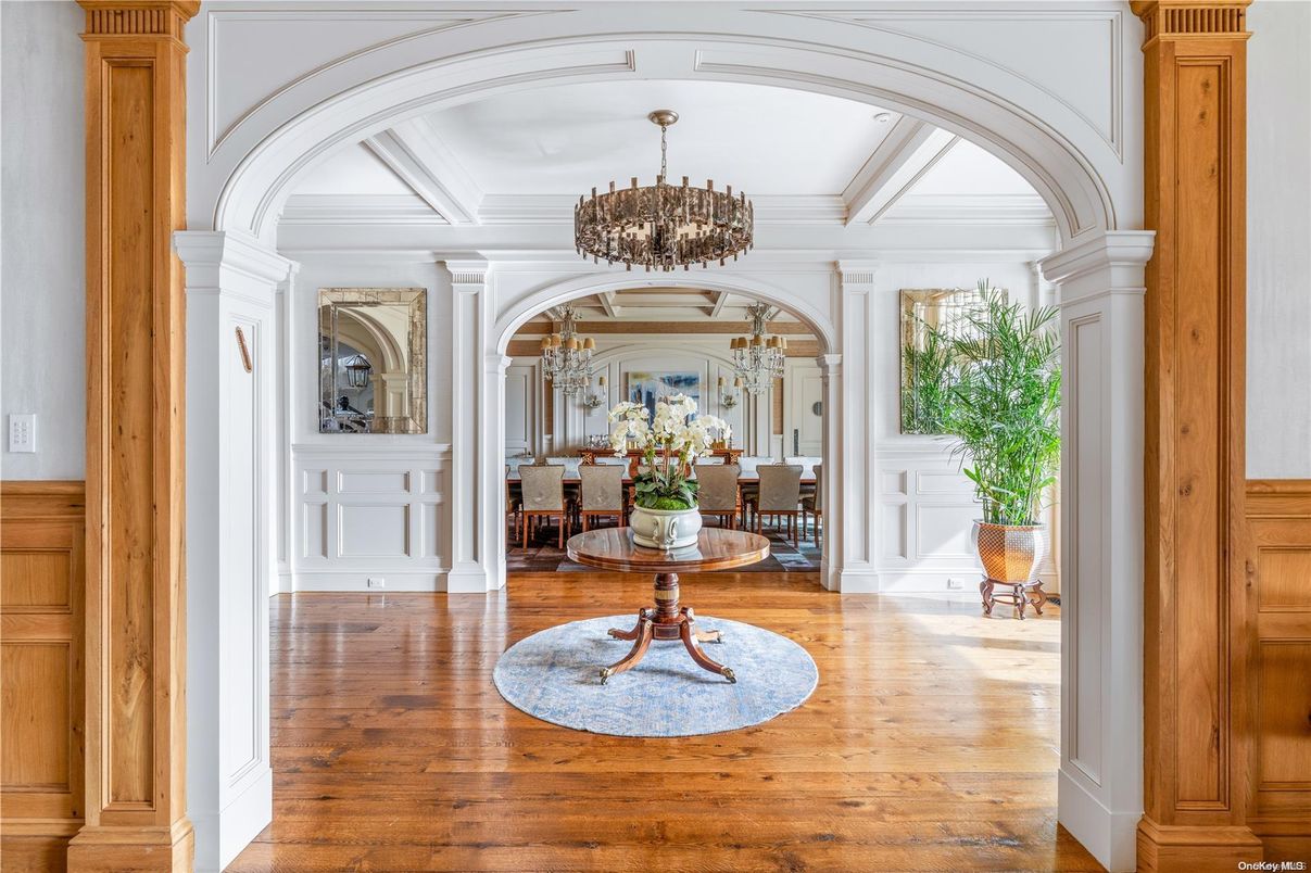 Chandelier, Dining room, Interior, Wood Texture Flooring