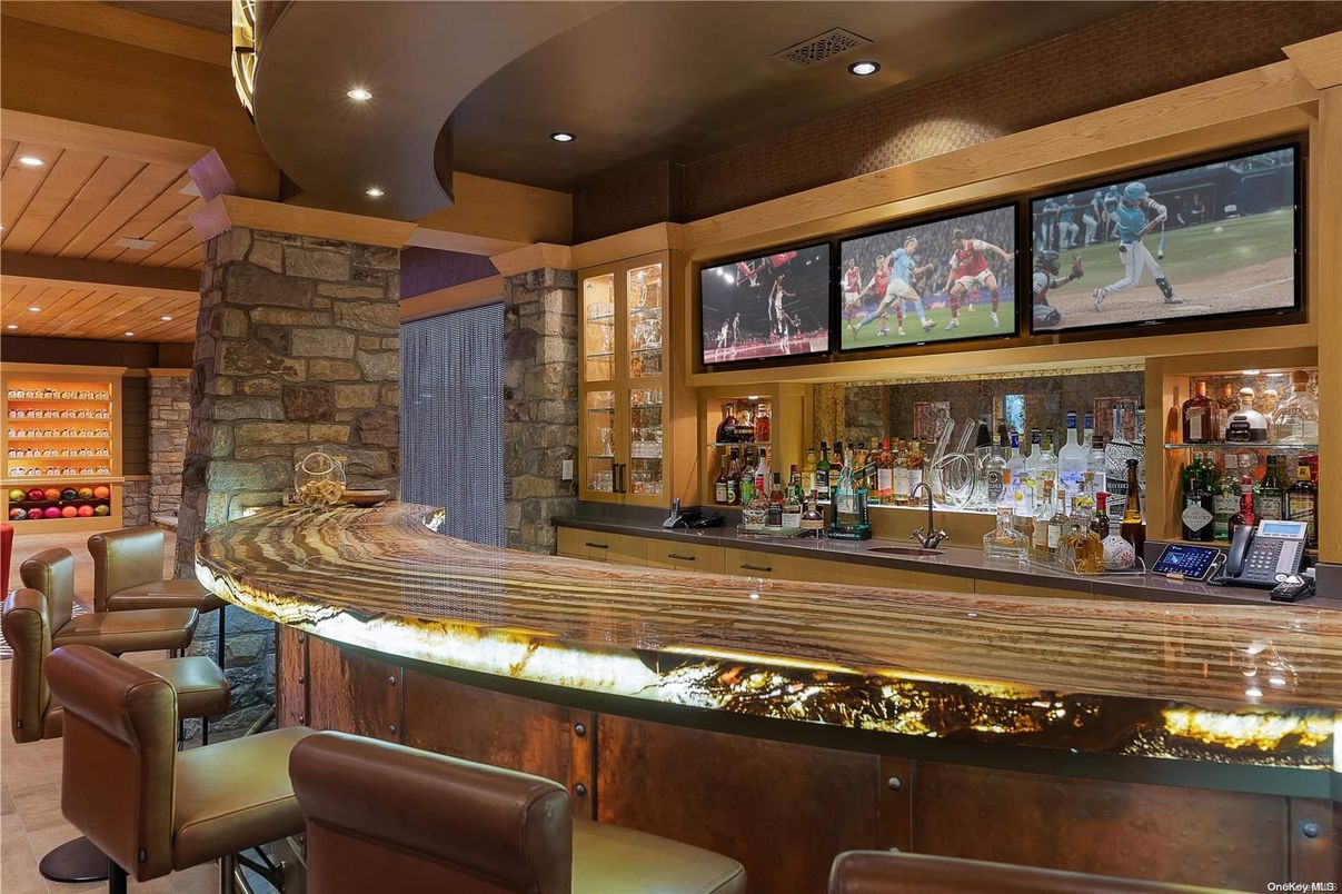 Interior, Recessed Lighting, Stone Walls, Wooden Ceilings