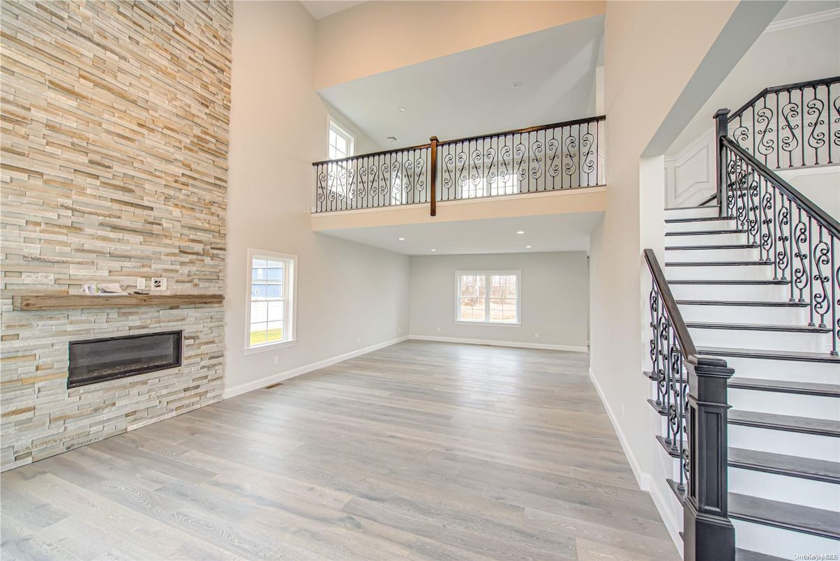 Fireplace, Interior, Recessed Lighting, Wood Texture Flooring