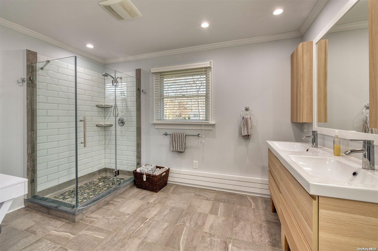 Bathroom, Glass Shower, Interior, Recessed Lighting