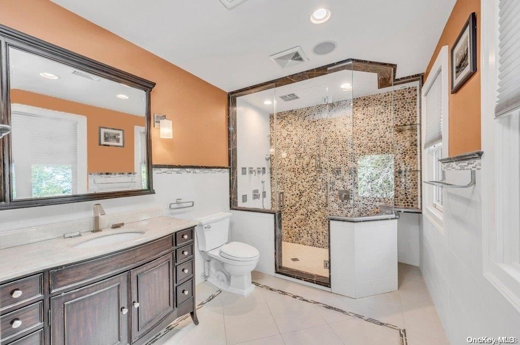 Bathroom, Glass Shower, Interior, Recessed Lighting