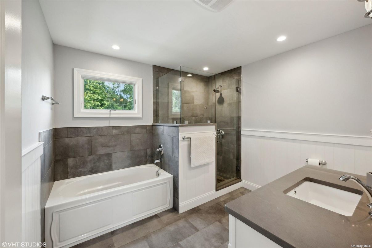 Bathroom, Dual Sink Vanities, Glass Shower, Interior, Recessed Lighting