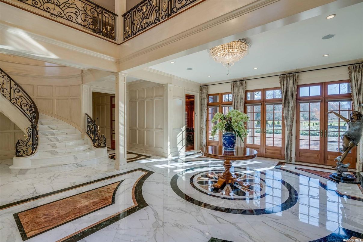 Chandelier, Interior, Marble, Recessed Lighting