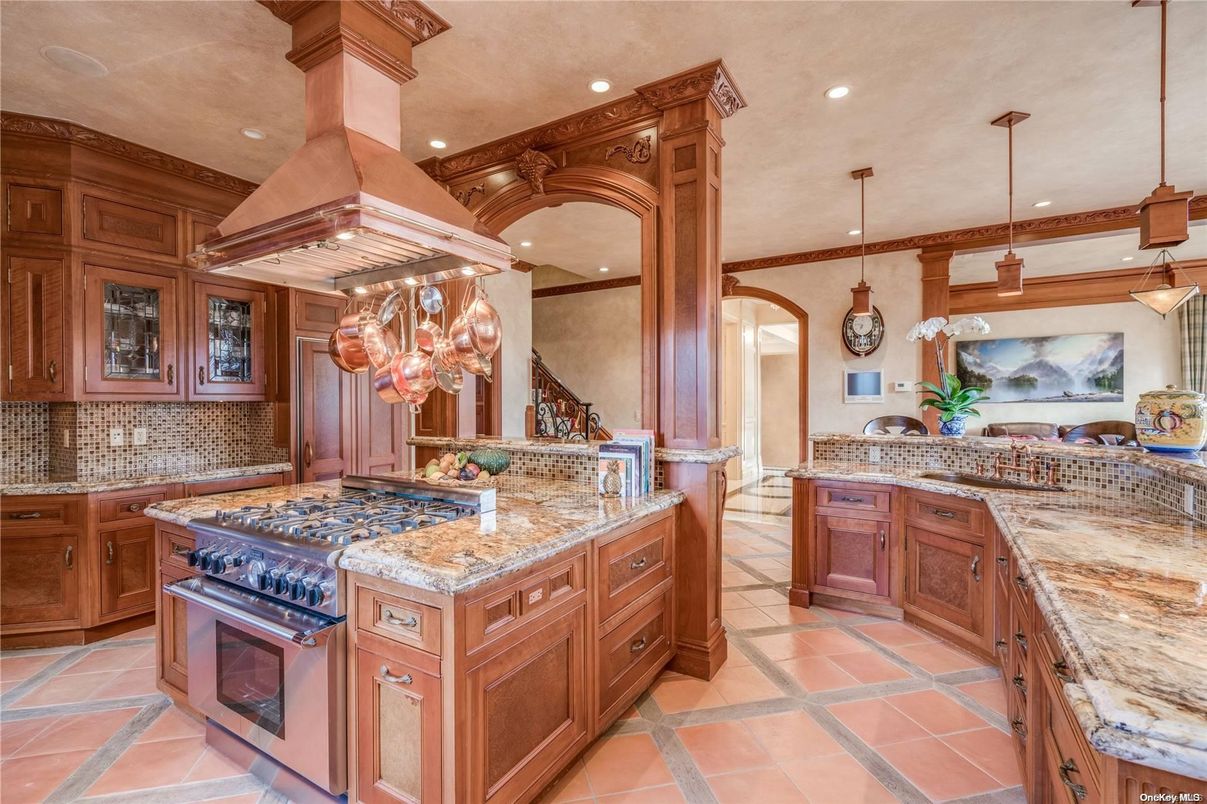 Chandelier, Interior, Kitchen, Pendant Lights, Recessed Lighting, Stainless Steel Appliances