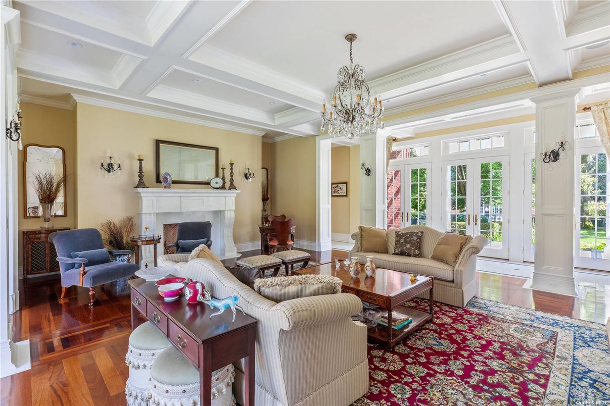 Chandelier, Fireplace, Interior, Living room, Wood Texture Flooring