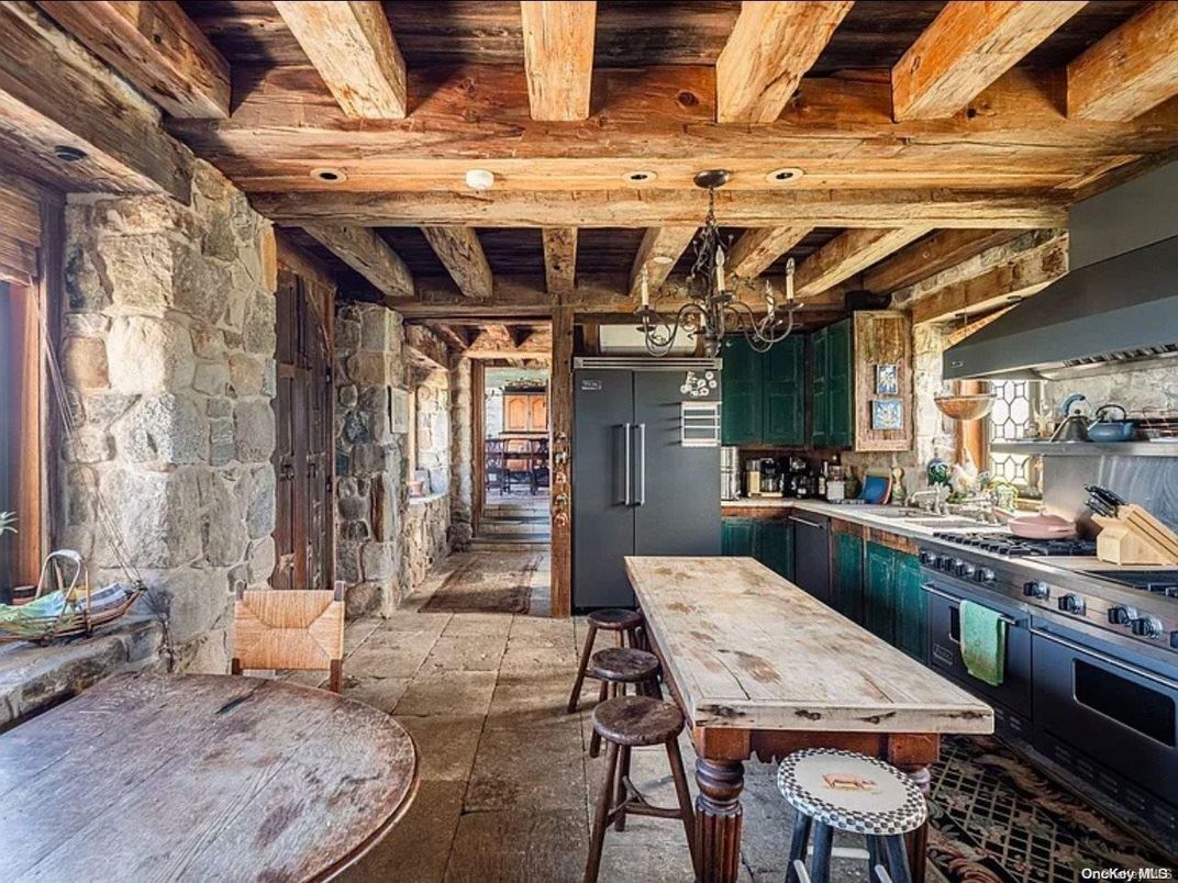 Chandelier, Interior, Kitchen, Stone Walls, Wooden Beams, Wooden Ceilings