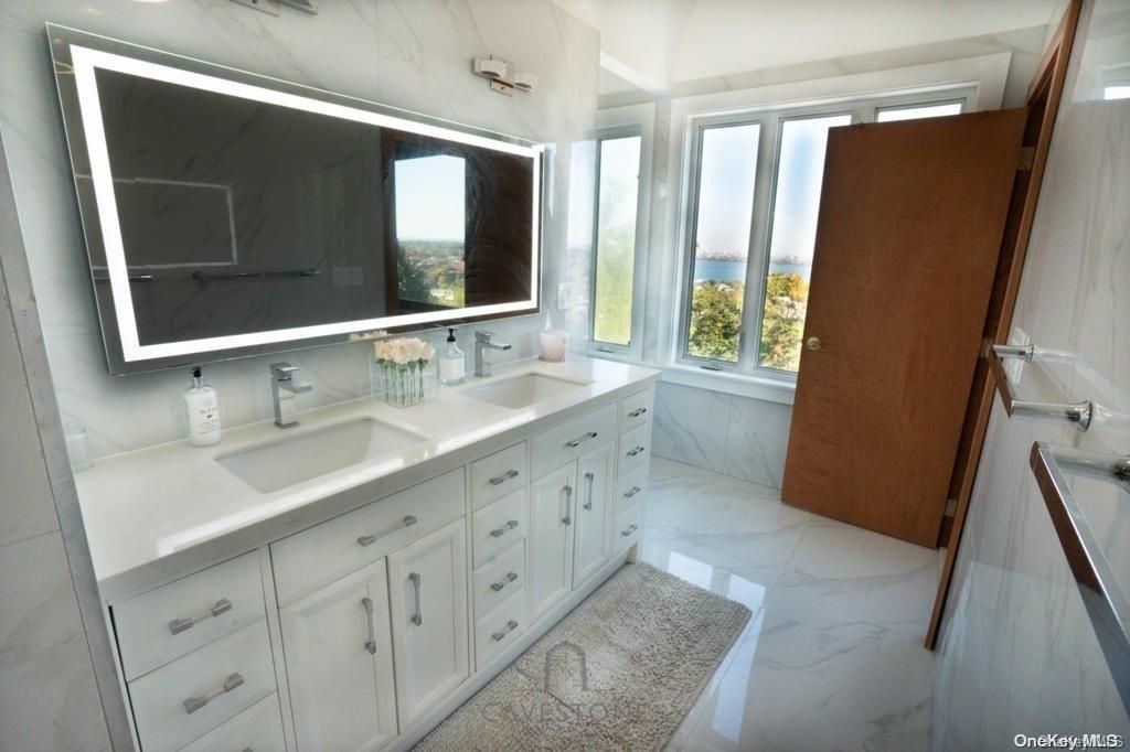 Bathroom, Dual Sink Vanities, Interior, Marble, Marble Walls