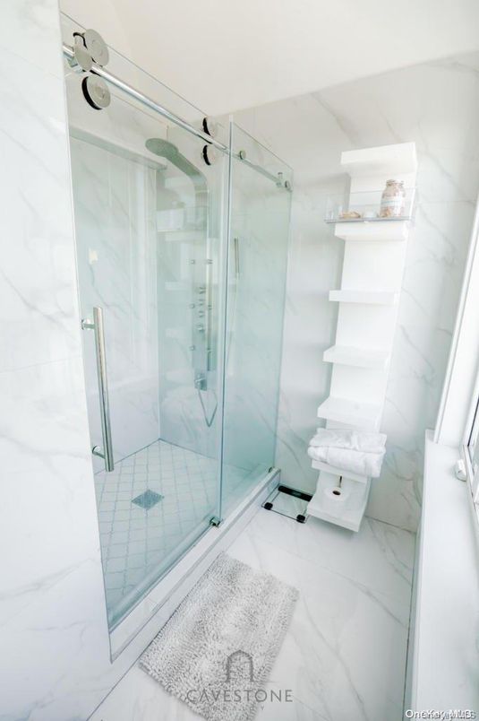 Bathroom, Glass Shower, Interior, Marble, Marble Walls