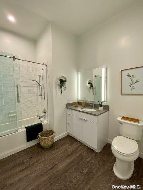 Bathroom, Glass Shower, Interior, Recessed Lighting, Wood Texture Flooring