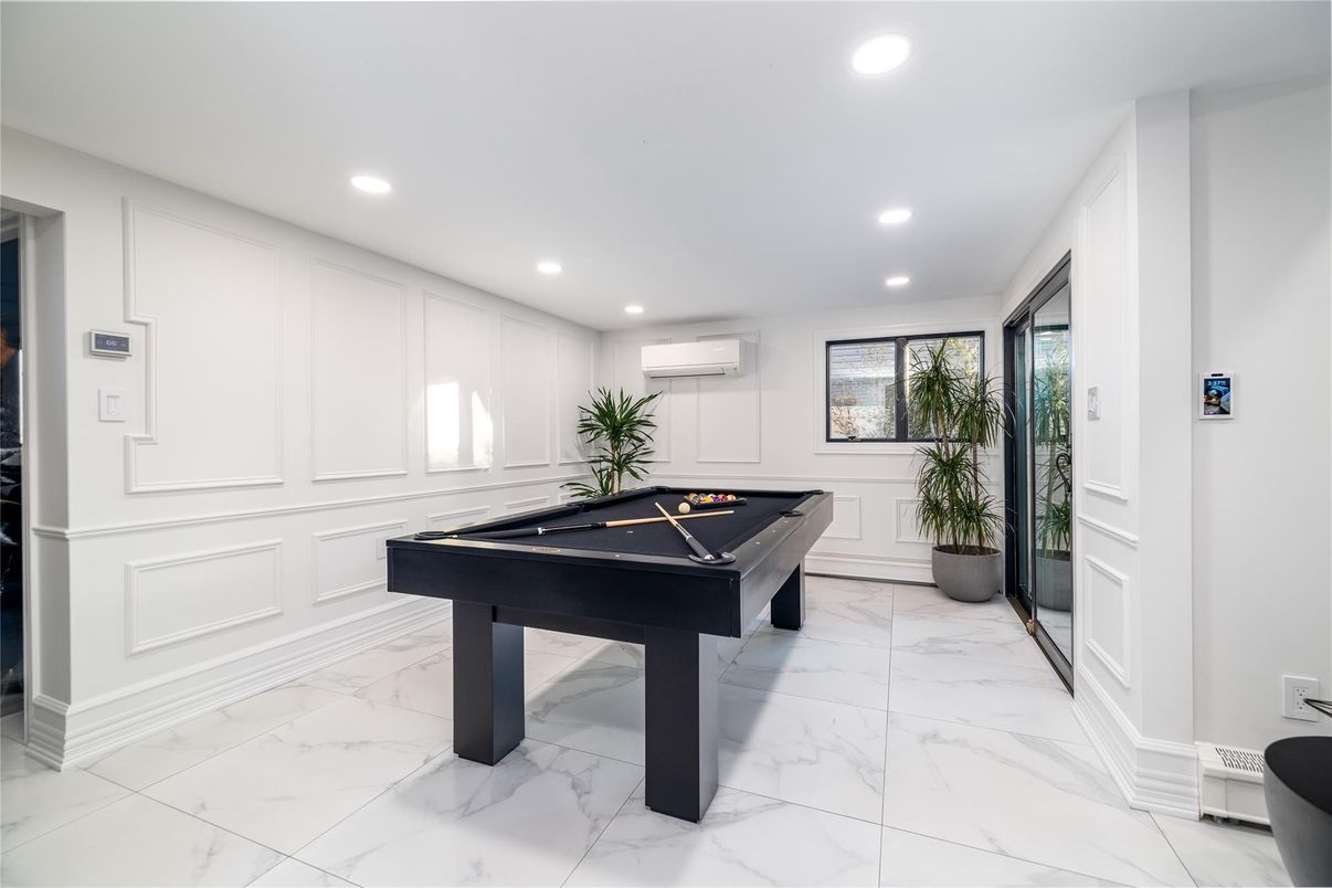 Billiard Table, Game Room, Interior, Marble, Recessed Lighting