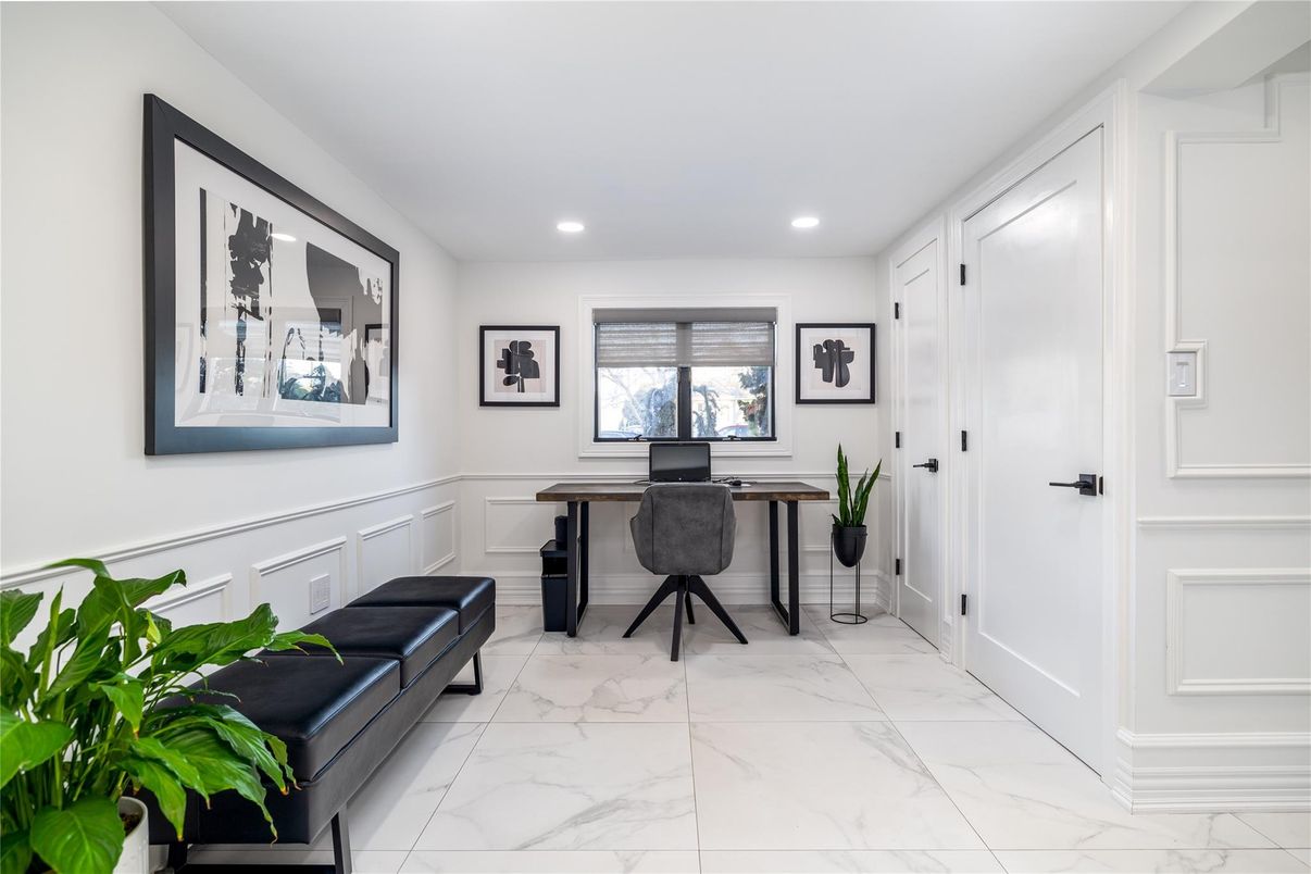 Home Office, Interior, Marble, Recessed Lighting