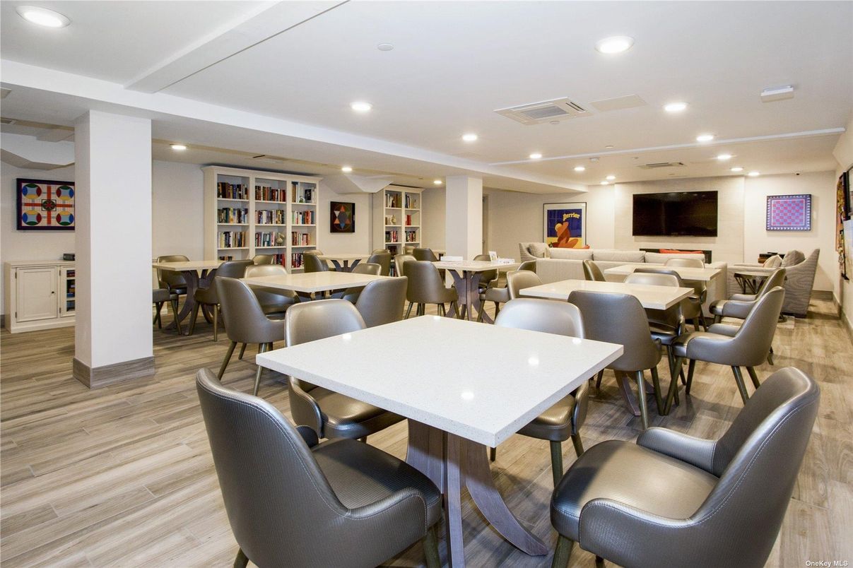 Dining room, Interior, Recessed Lighting, Wood Texture Flooring