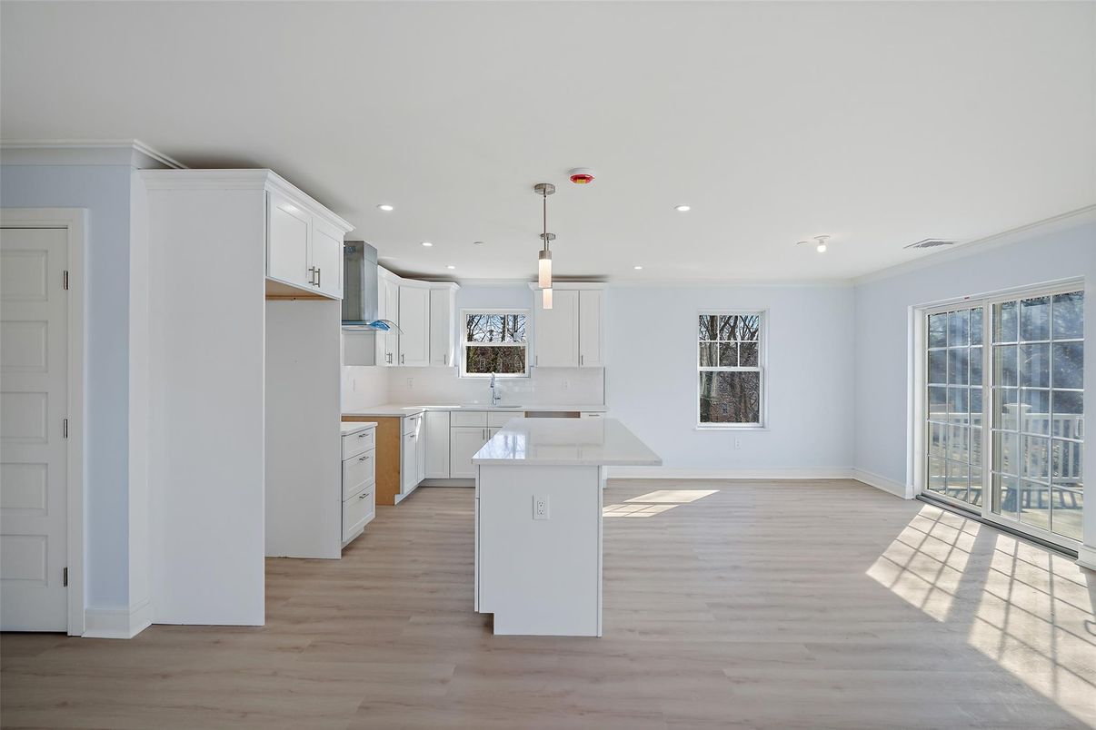 Interior, Kitchen, Pendant Lights, Recessed Lighting, Wood Texture Flooring