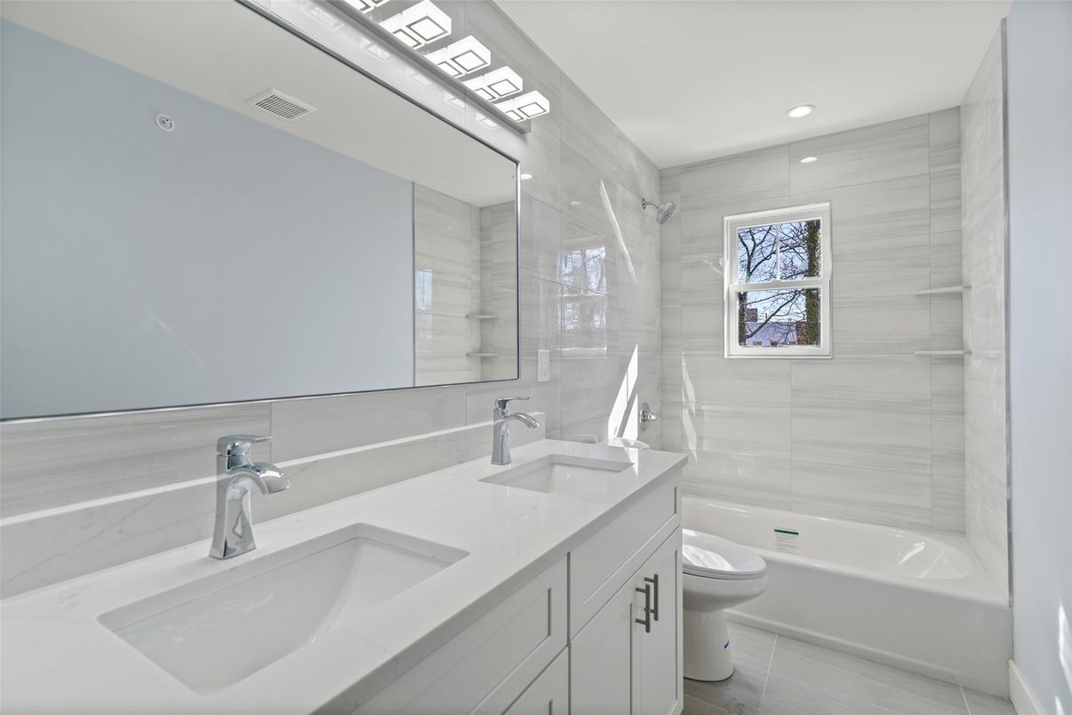 Bathroom, Dual Sink Vanities, Glass Shower, Interior, Recessed Lighting
