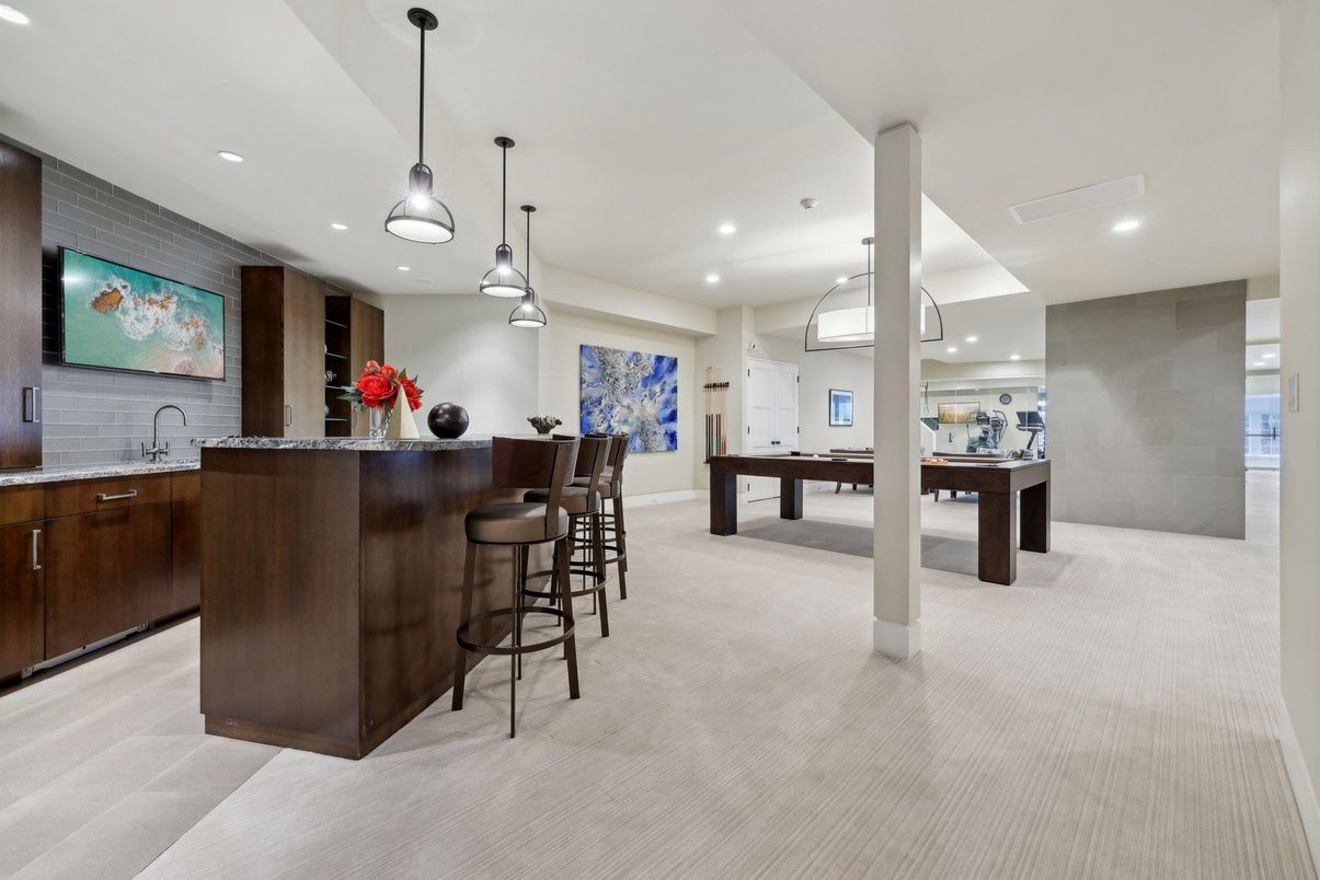 Billiard Table, Game Room, Interior, Pendant Lights, Recessed Lighting
