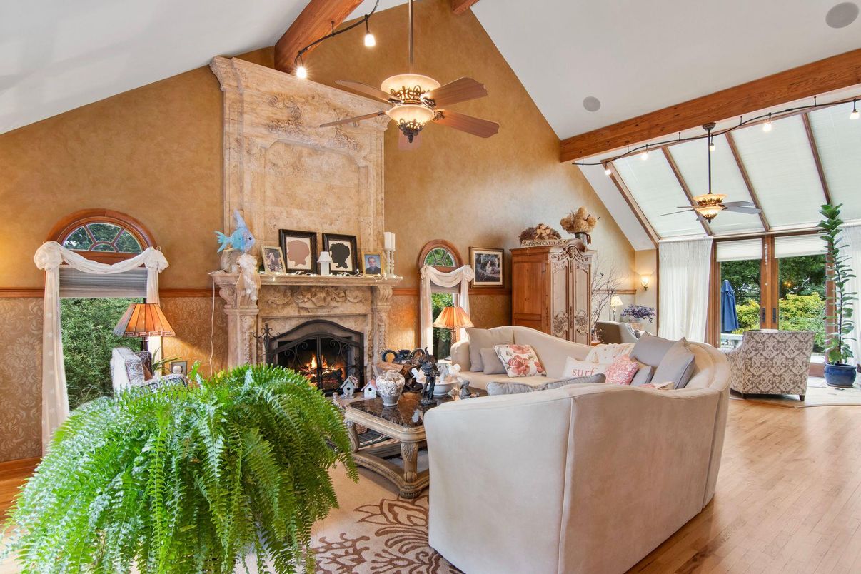 Fireplace, Interior, Living room, Wooden Beams, Wood Texture Flooring