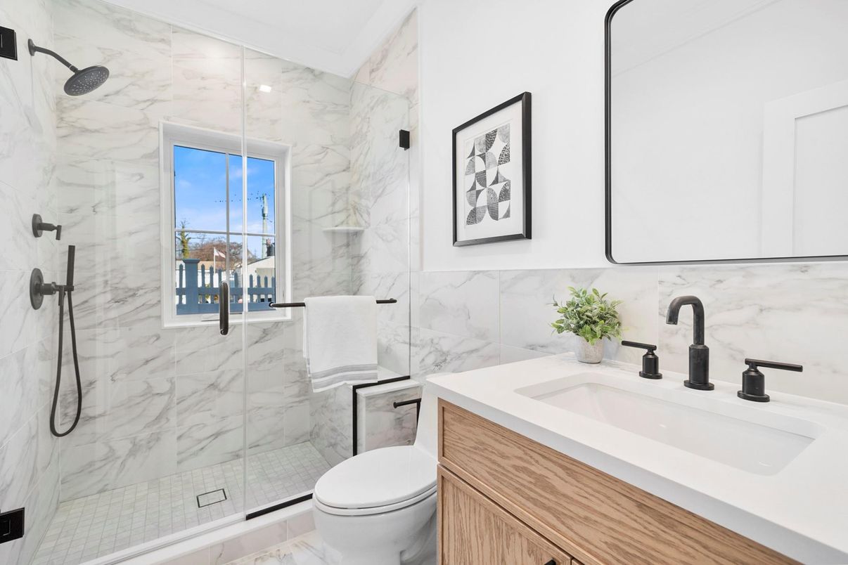 Bathroom, Glass Shower, Interior, Marble Walls