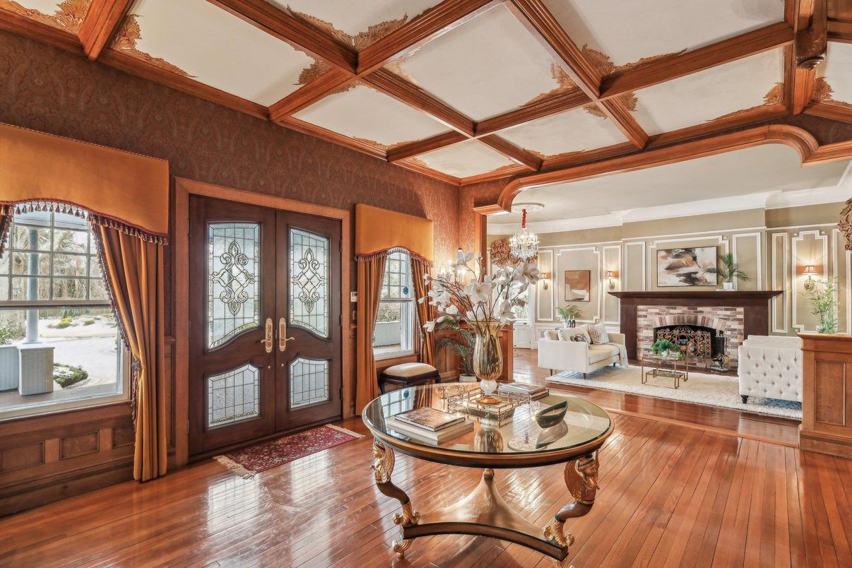 Fireplace, Interior, Wooden Beams, Wood Texture Flooring