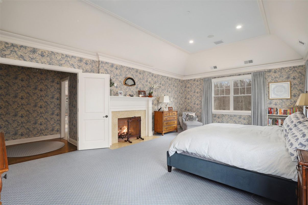 Bedroom, Fireplace, Interior, Recessed Lighting