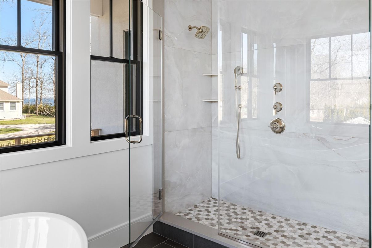 Bathroom, Glass Shower, Interior, Marble Walls