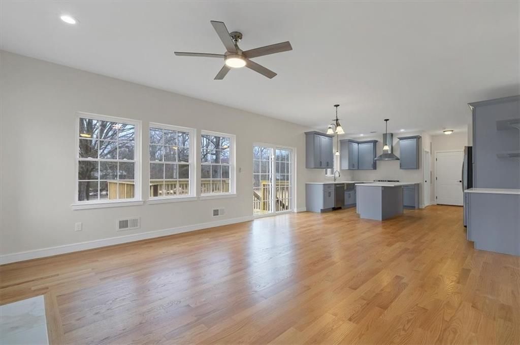 Interior, Kitchen, Pendant Lights, Recessed Lighting, Wood Texture Flooring