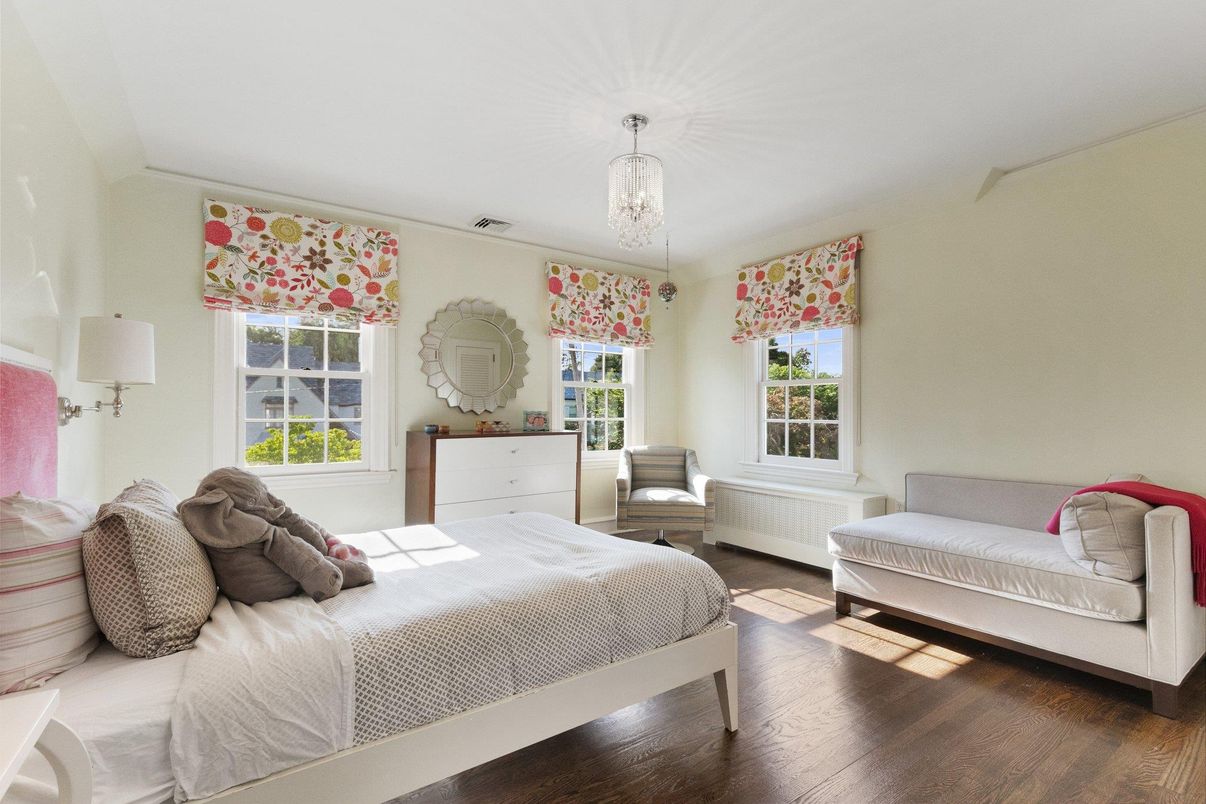 Bedroom, Chandelier, Interior, Wood Texture Flooring