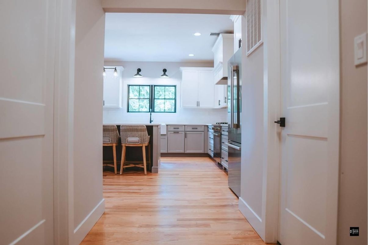 Interior, Kitchen, Recessed Lighting, Wood Texture Flooring