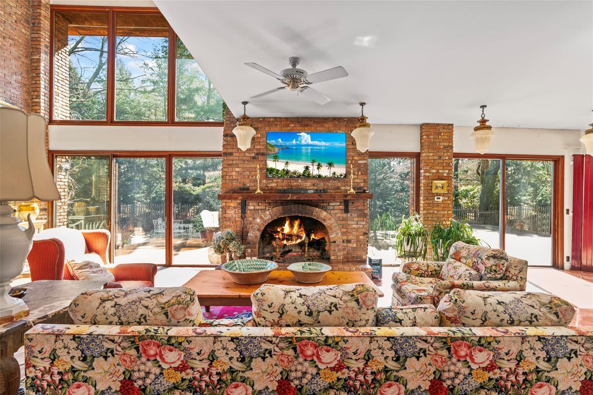 Fireplace, Interior, Living room, Stone Walls, Sun Room