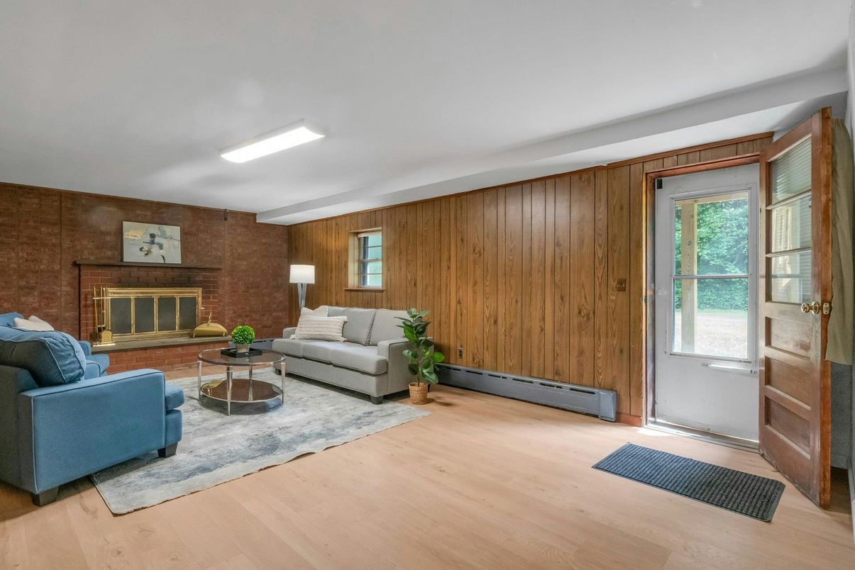 Fireplace, Interior, Living room, Wood Texture Flooring, Wooden Walls