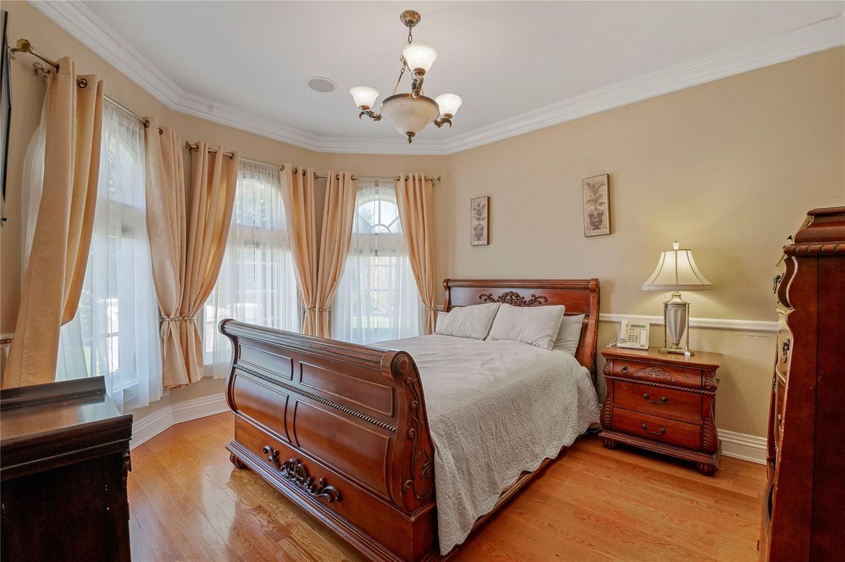 Bedroom, Chandelier, Interior, Wood Texture Flooring