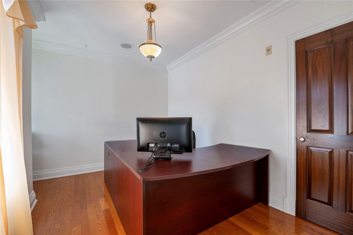 Home Office, Interior, Pendant Lights, Wood Texture Flooring