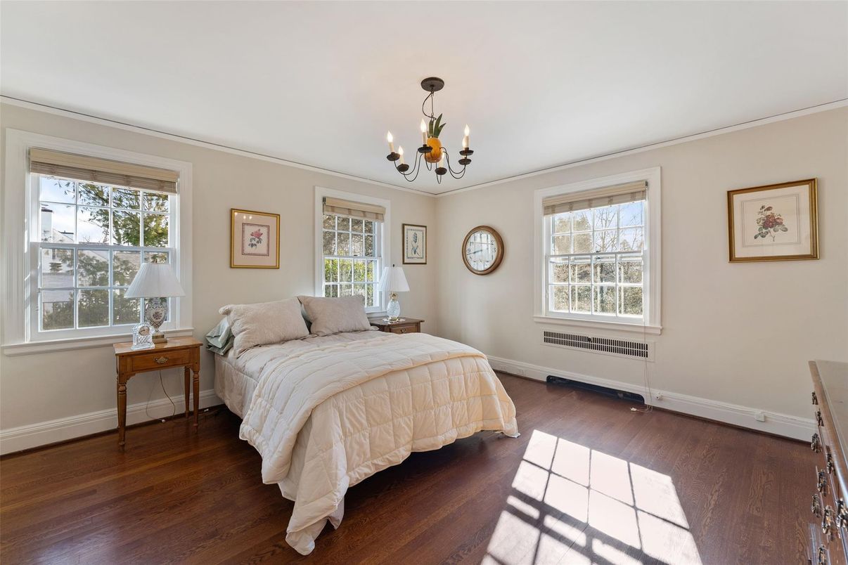 Bedroom, Chandelier, Interior, Wood Texture Flooring