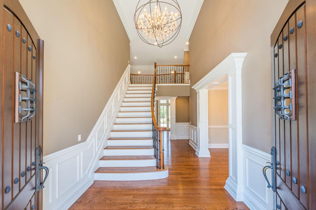 Chandelier, Interior, Recessed Lighting, Wood Texture Flooring