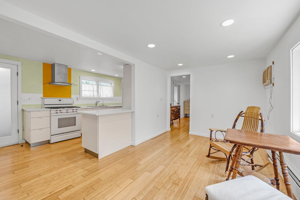 Interior, Kitchen, Recessed Lighting, Wood Texture Flooring