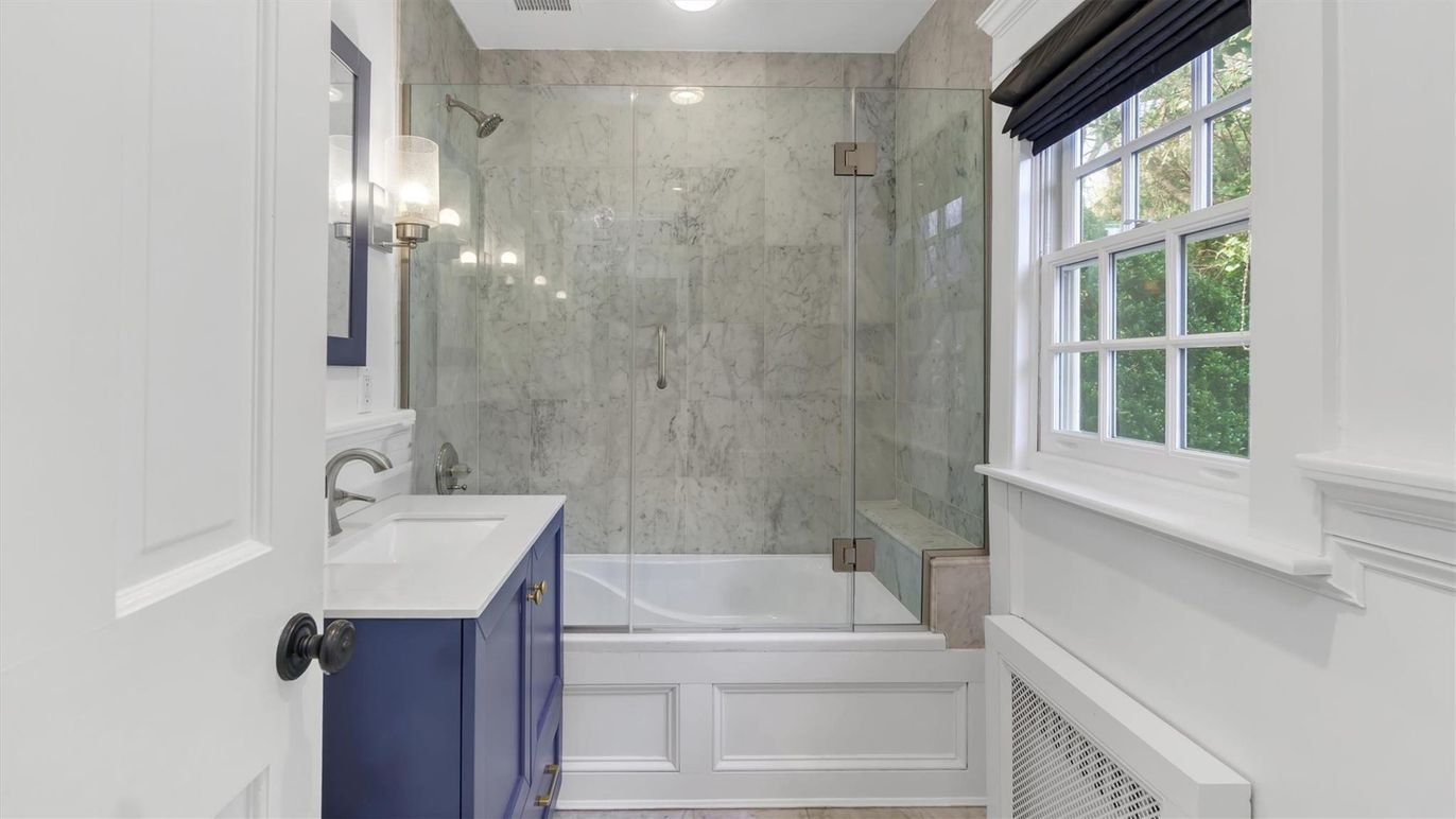 Bathroom, Glass Shower, Interior, Marble Walls
