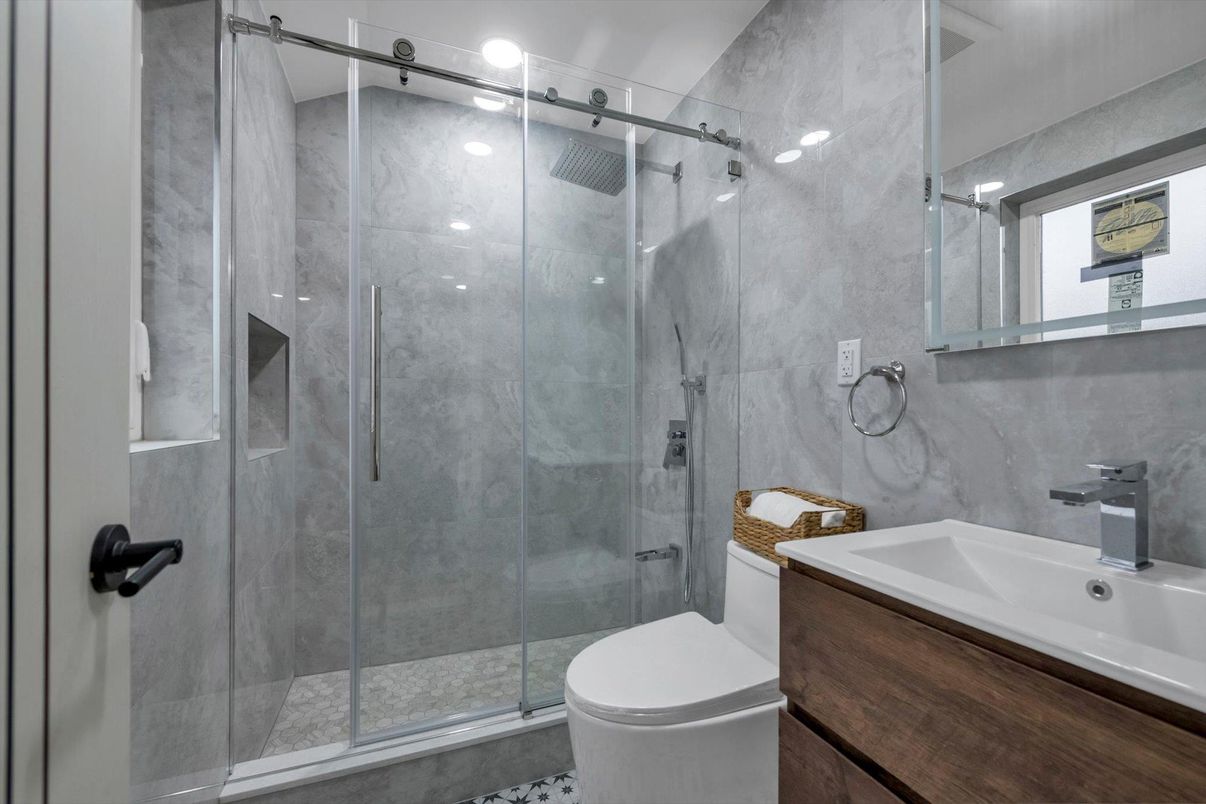 Bathroom, Glass Shower, Interior, Recessed Lighting