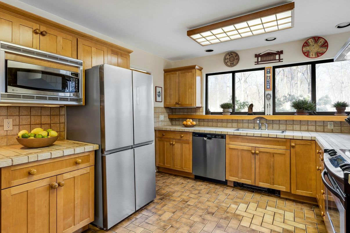 Interior, Kitchen, Stainless Steel Appliances, Tile Countertops