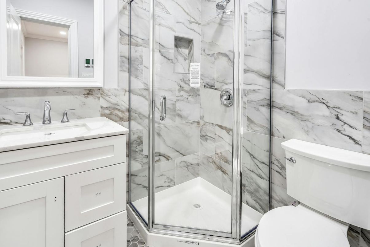 Bathroom, Glass Shower, Interior, Marble Walls