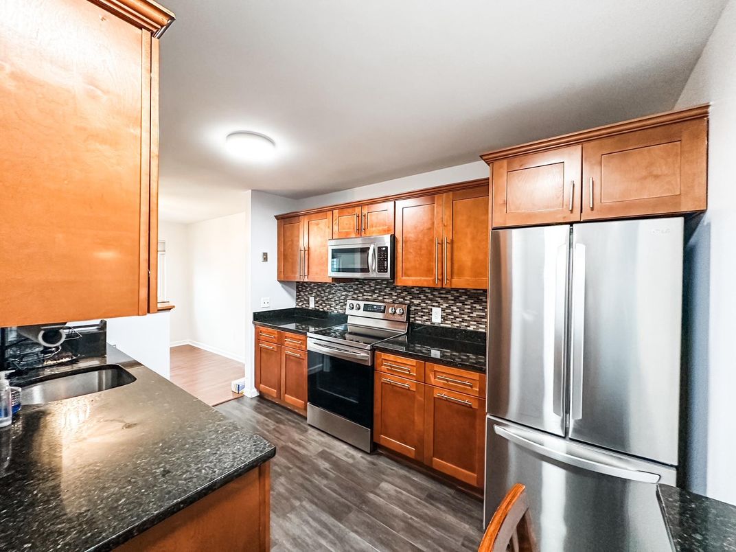 Interior, Kitchen, Stainless Steel Appliances, Wood Texture Flooring