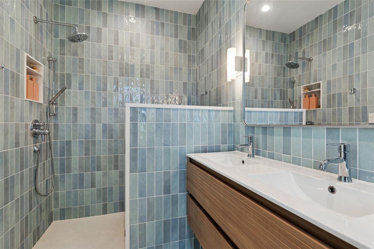 Bathroom, Glass Shower, Interior, Recessed Lighting