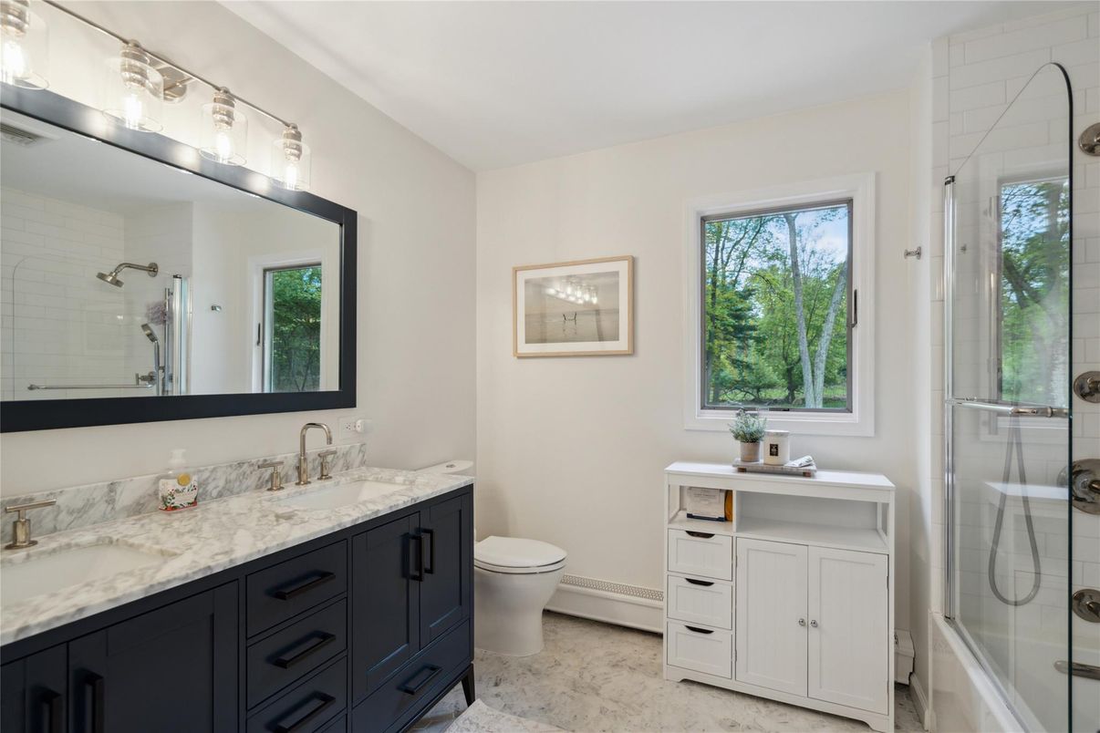 Bathroom, Dual Sink Vanities, Glass Shower, Interior