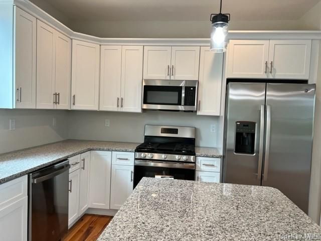 Interior, Kitchen, Pendant Lights, Stainless Steel Appliances, Wood Texture Flooring