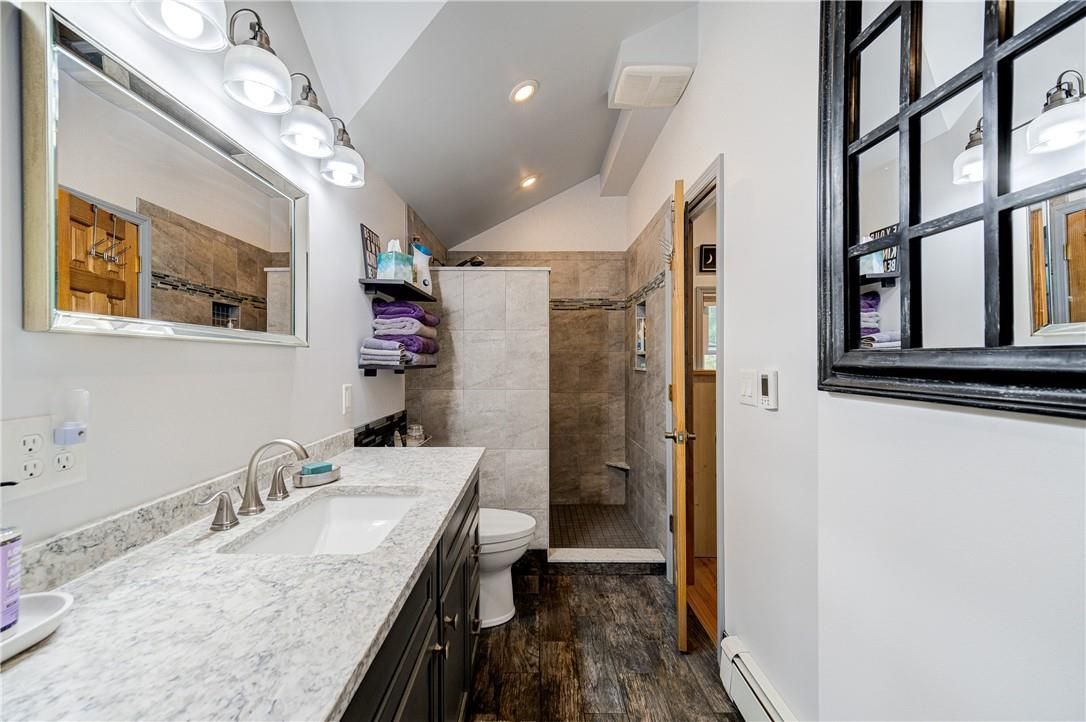 Bathroom, Interior, Recessed Lighting, Wood Texture Flooring