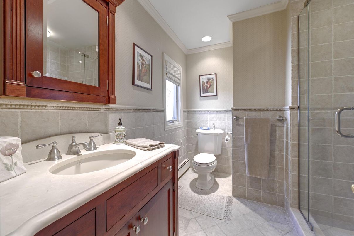 Bathroom, Glass Shower, Interior, Recessed Lighting