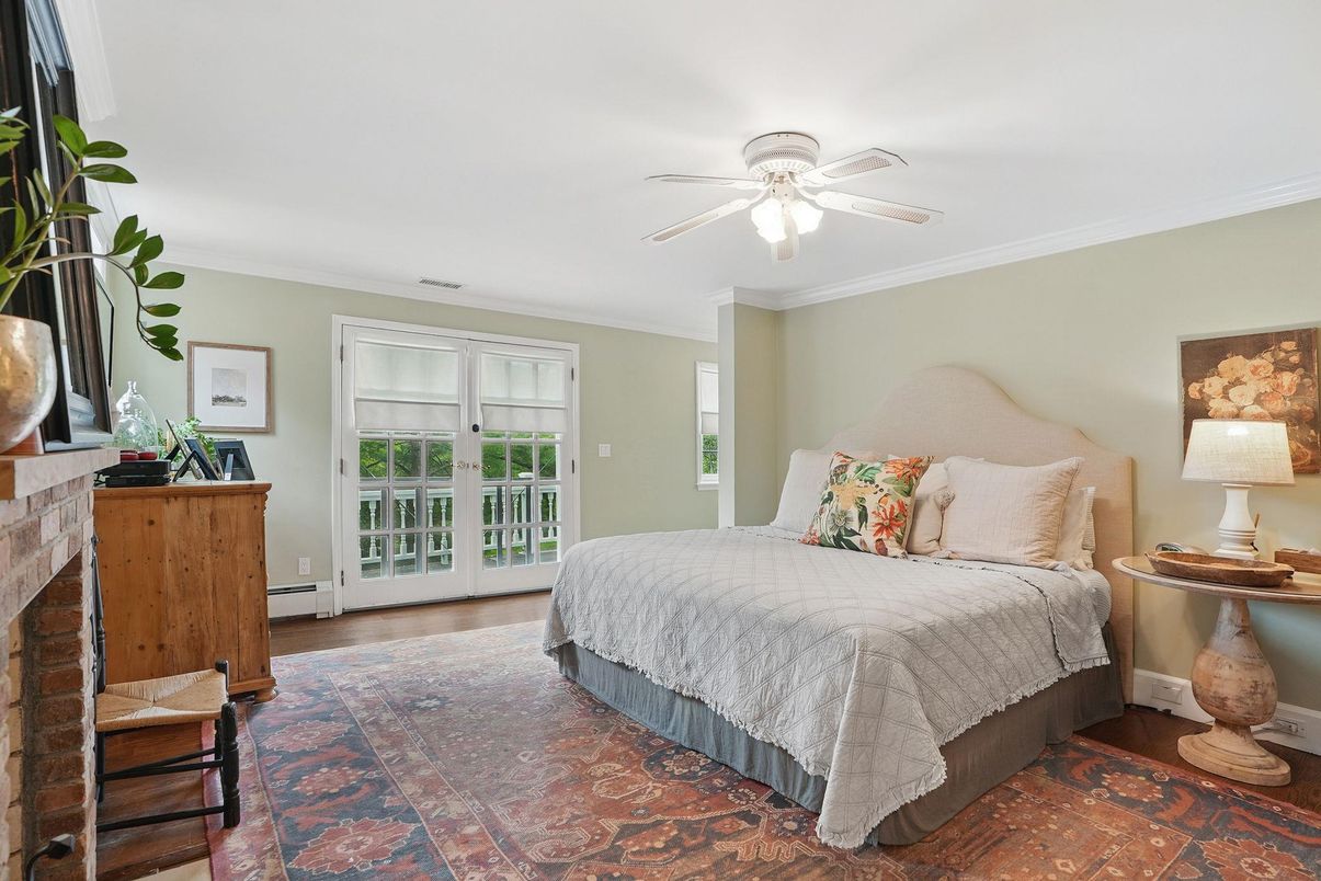 Bedroom, Fireplace, Interior, Wood Texture Flooring