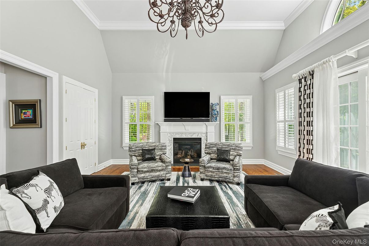 Chandelier, Fireplace, Interior, Living room, Wood Texture Flooring