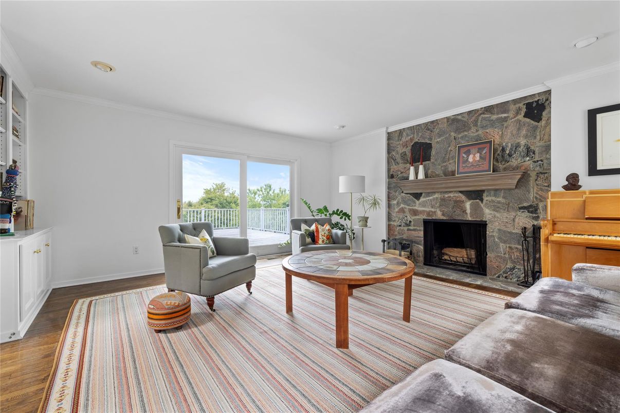 Fireplace, Interior, Living room, Stone Walls, Wood Texture Flooring